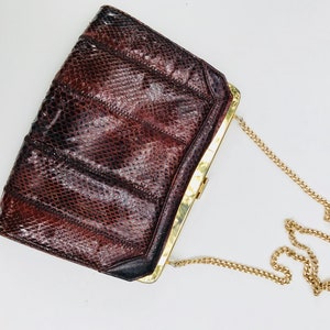 Vintage Snakeskin Bag, 1970s, Quilted, Hippie, Festival, Boho, Disco Era, Clutch, Gift