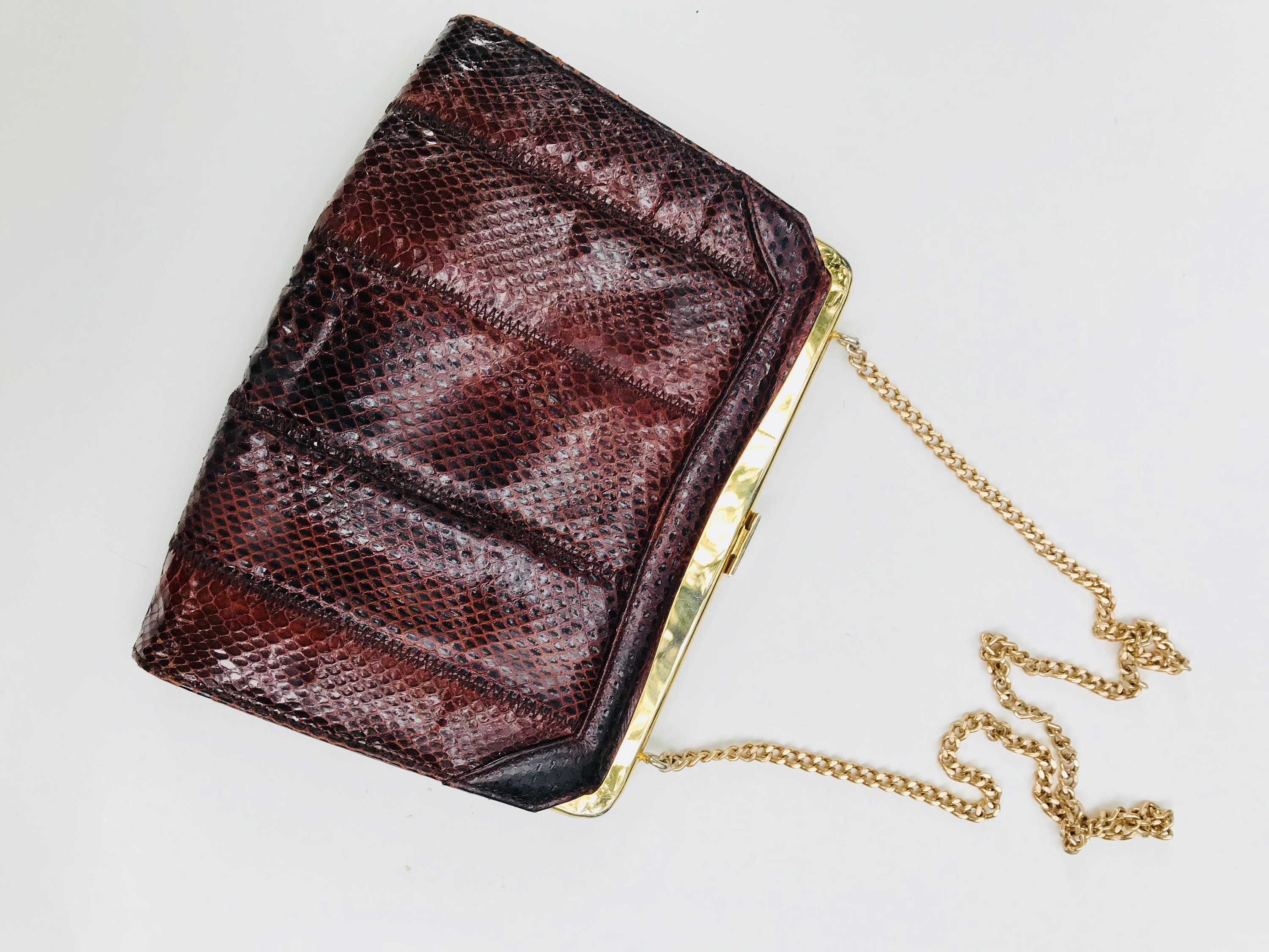 Vintage Snakeskin Bag, 1970s, Quilted, Hippie, Festival, Boho, Disco Era, Clutch, Gift