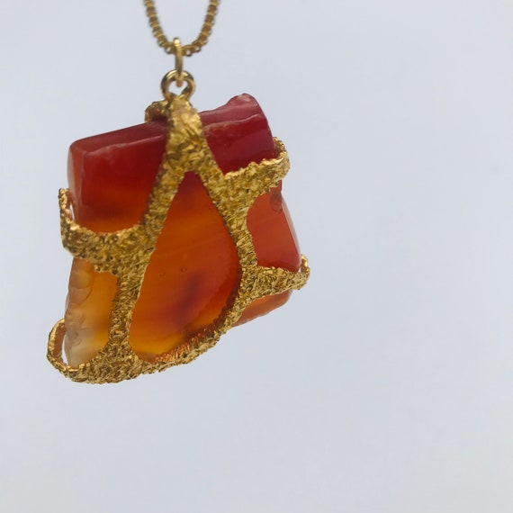 Brutalist Pendant Necklace, Vintage 1970s Jewelry… - image 5