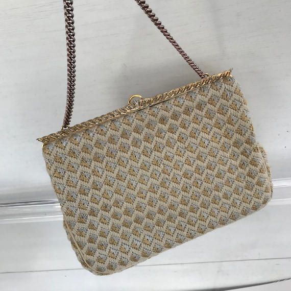 Vintage 1950s/1960s Crewel Fabric Frame Purse, Met