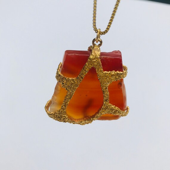 Brutalist Pendant Necklace, Vintage 1970s Jewelry… - image 8