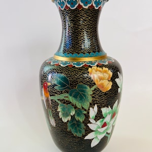 Jarrón Cloisonné de mediados de siglo, Cloisonné chino vintage
