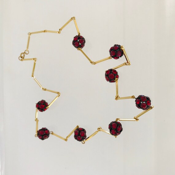 Vintage Ruby Ball Necklace - image 2
