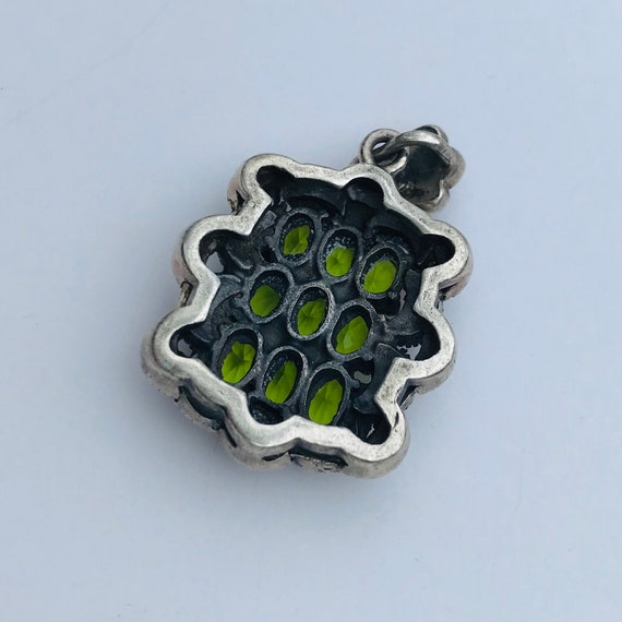 Sterling Marcasite Peridot Pendant - image 9