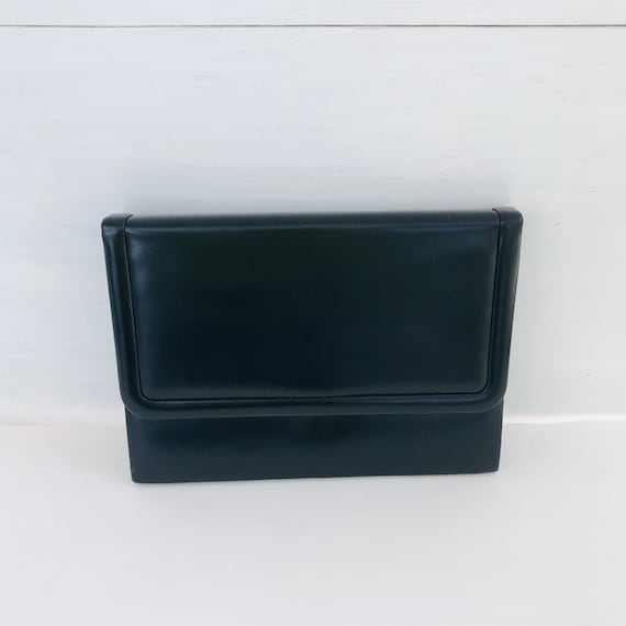 Vintage 1950s Black Minimalist Clutch Bag By Doria