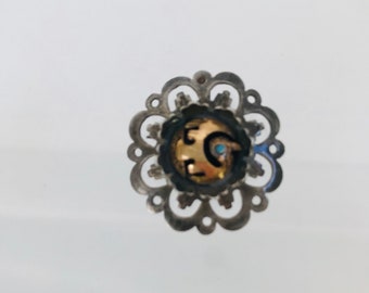 18 Karat Gold, Sterling Peruvian Charm Brooch