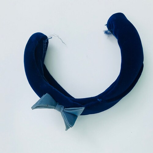 Vintage Blue shops Velvet, Taffeta Bow, Fascinator, Headband, Juliette, Something Blue Bridal, Accessories, Gift