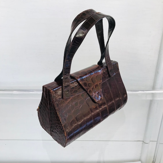 Antique Crocodile Handbag, Structured Bag, 1930s