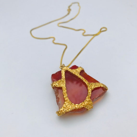 Brutalist Pendant Necklace, Vintage 1970s Jewelry… - image 2