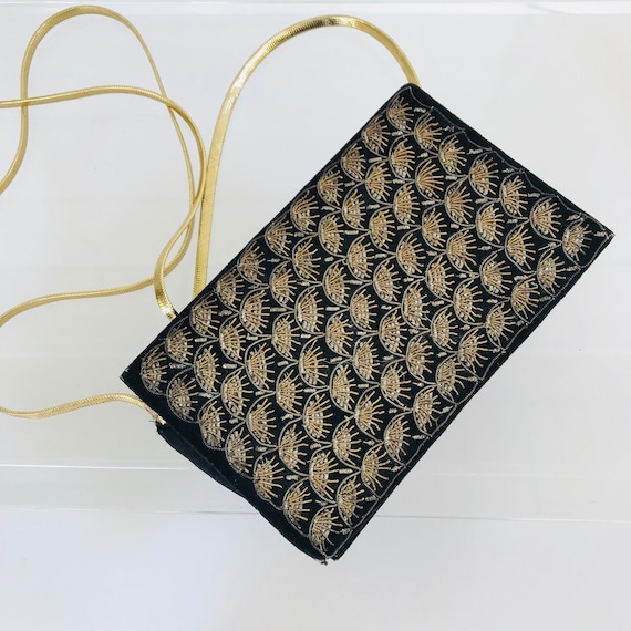 Embroidered Gold Bullion Velvet Bag