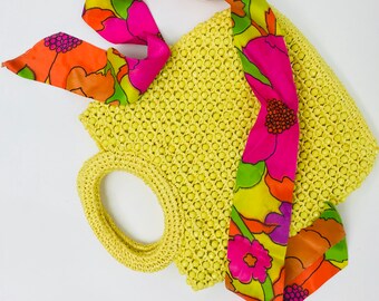 Vintage Yellow Mod Bead Bag