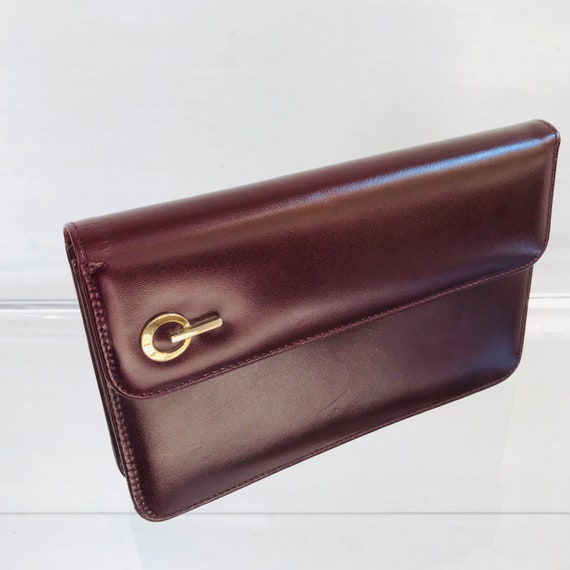 Burgundy Polished Leather Clutch