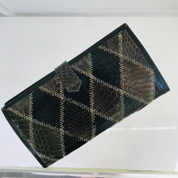 Vintage 1970s Clutch / Wallet, Snakeskin Patchwor… - image 6