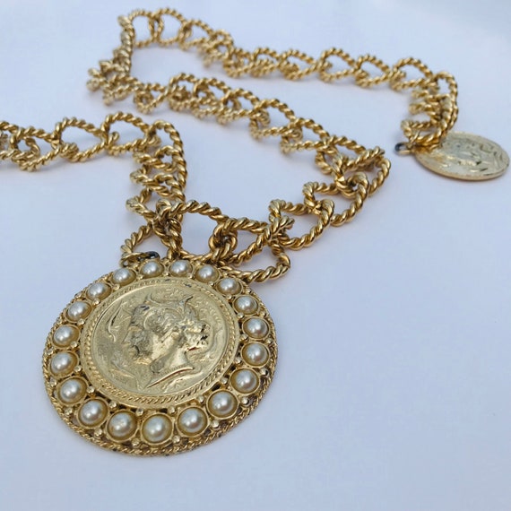 Vintage Chain Belt, Medallion Belt, Coin Belt, 198