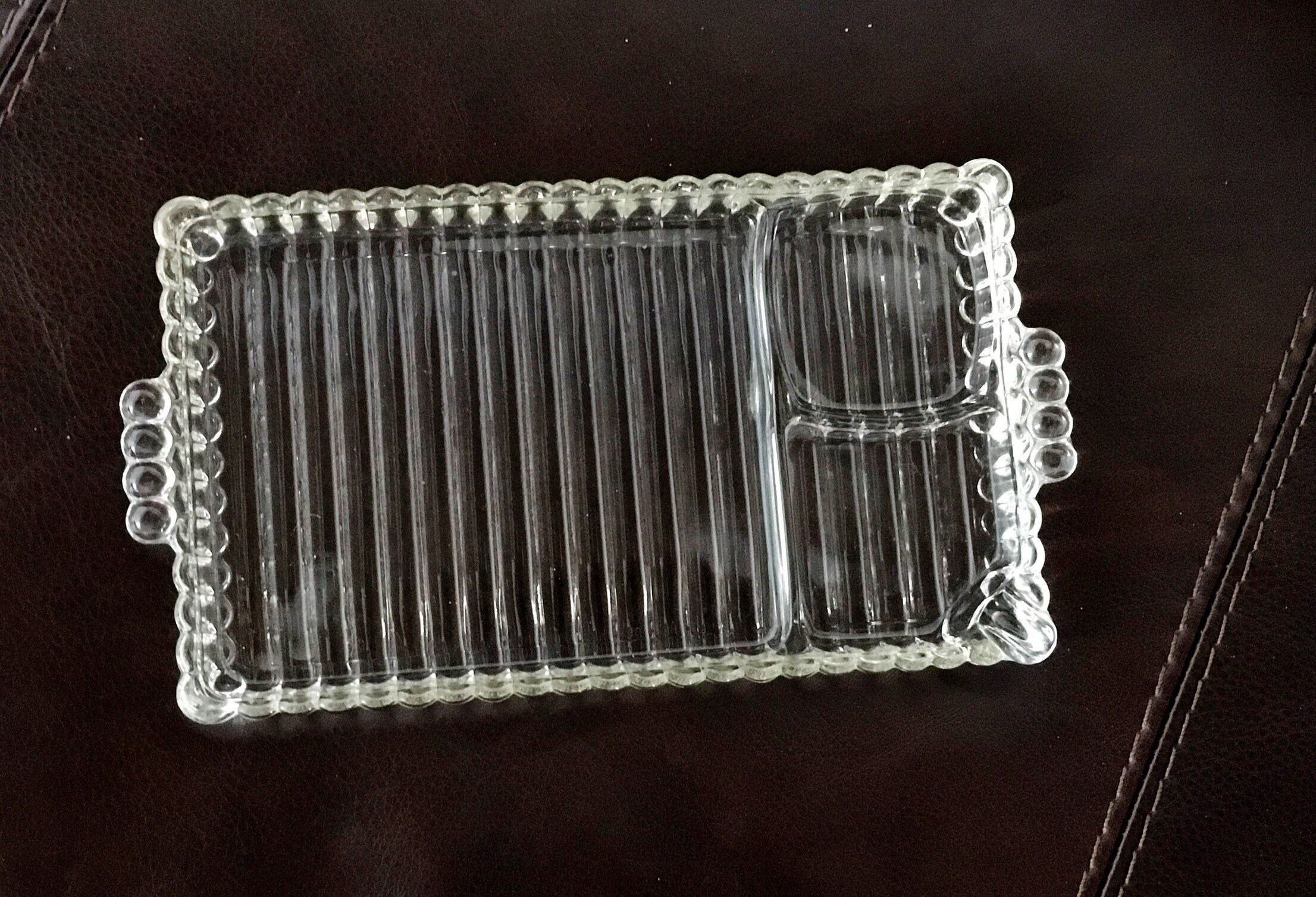 Vintage 1040s Rectangular Clear Glass Portioned Divided Etsy