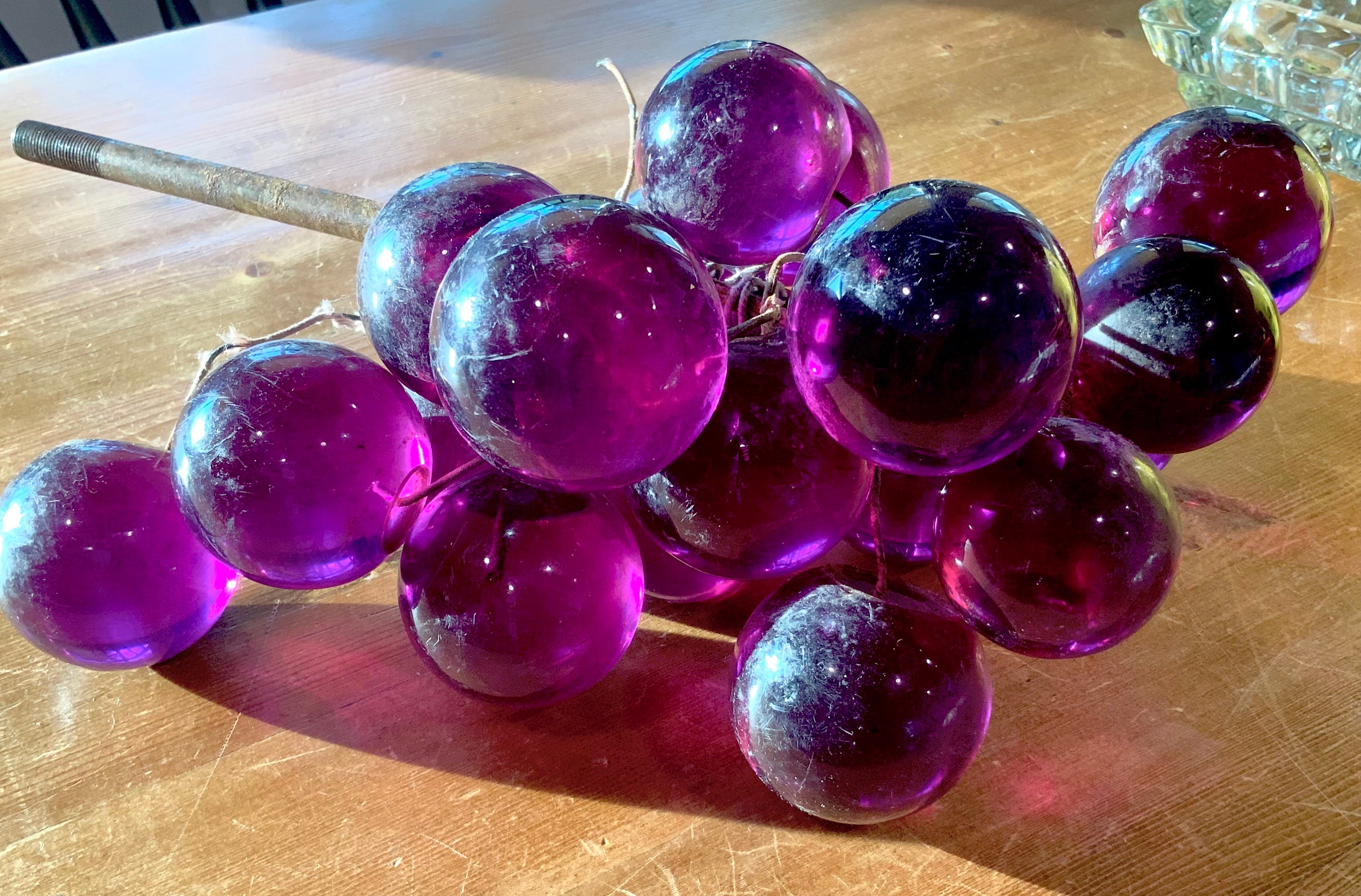 Rare Vintage Glass Purple Grapes with Wire Stem Intact Etsy