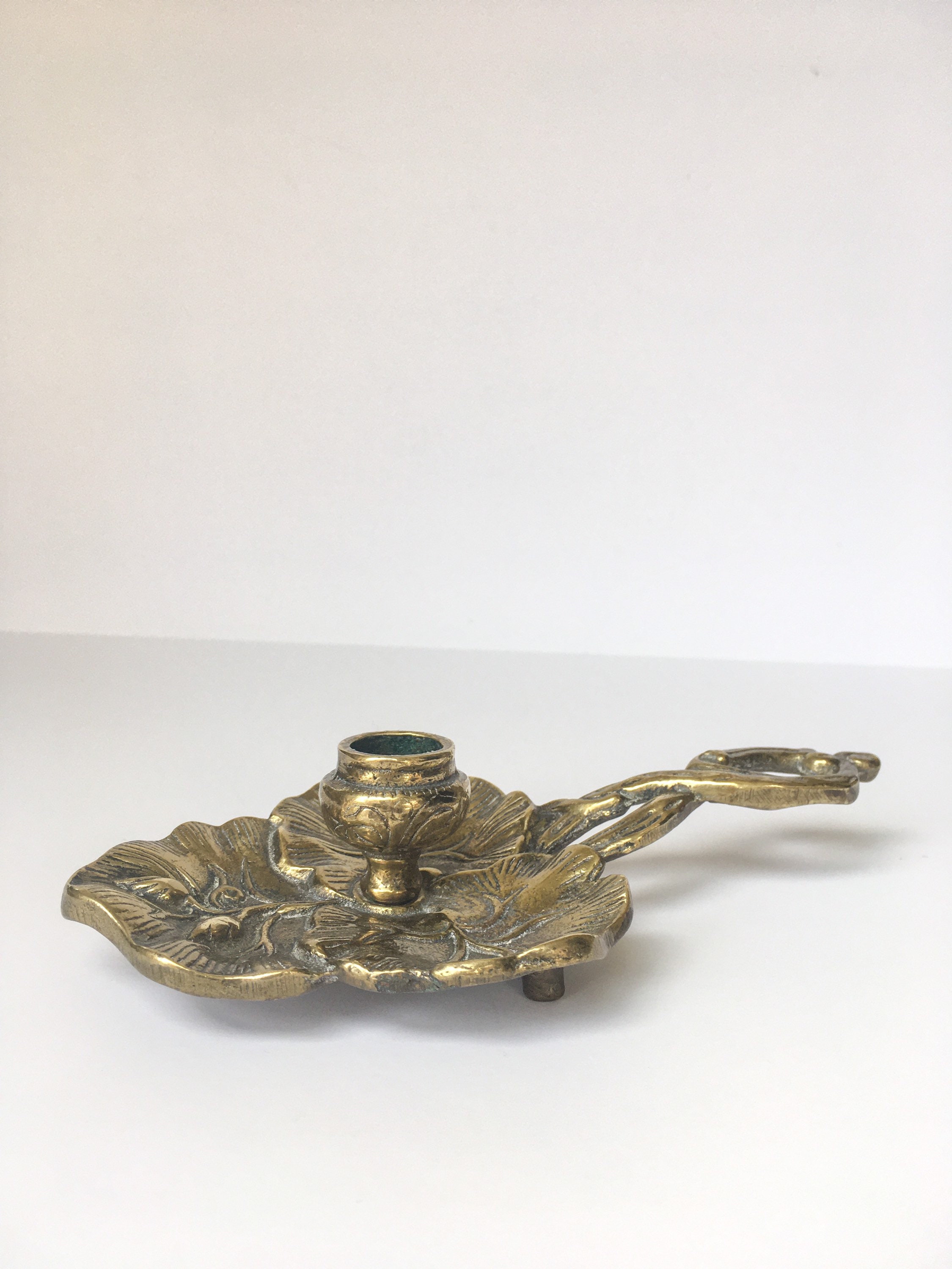 Vintage Brass Lily Pad Candle Holder Etsy