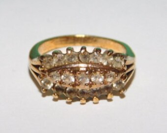 1960 TIGER Eye Cluster Ring Flower Cabochon Design 18kt HGE Size 5 AND 7 Spanish eyes Promise Ring Brides Maids gift ideas C