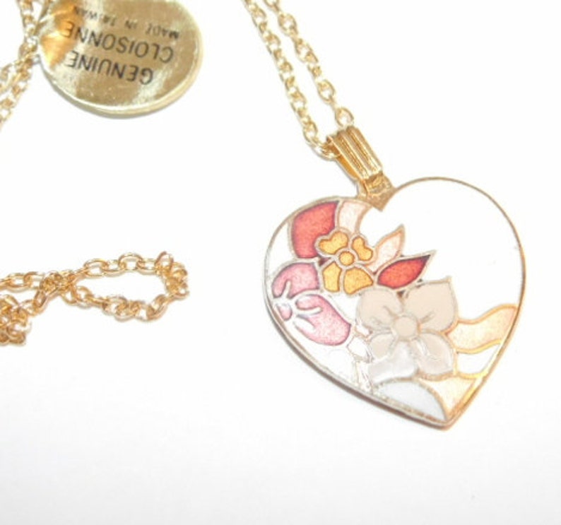 Vintage Flower Cloisonn\u00e9 Charm with Necklace