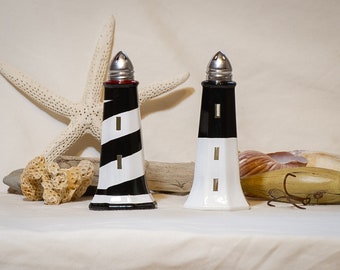 Florida Lighthouse Salt and Pepper Shakers - St. Augustine/Loggerhead Key Pair - Hand Painted - Domestic Shipping Included!