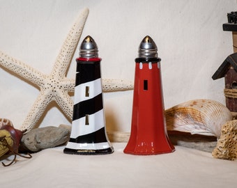 Florida Lighthouse Salt and Pepper Shakers - St. Augustine/Jupiter Inlet Pair - Hand Painted - Domestic Shipping Included!