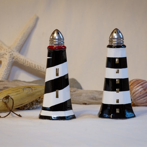 Florida Lighthouse Salt and Pepper Shakers - St. Augustine/Cape Canaveral - Hand Painted - Domestic Shipping Included!