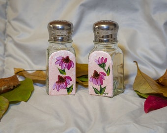 Coneflowers - Hand Painted Salt and Pepper Shaker Pair - Domestic Shipping Included!