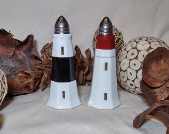 New Jersey Lighthouse Salt and Pepper Shakers - Absecon/Cape May Pair - Hand Painted - Domestic Shipping Included!