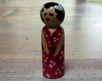 Hand painted wooden peg doll