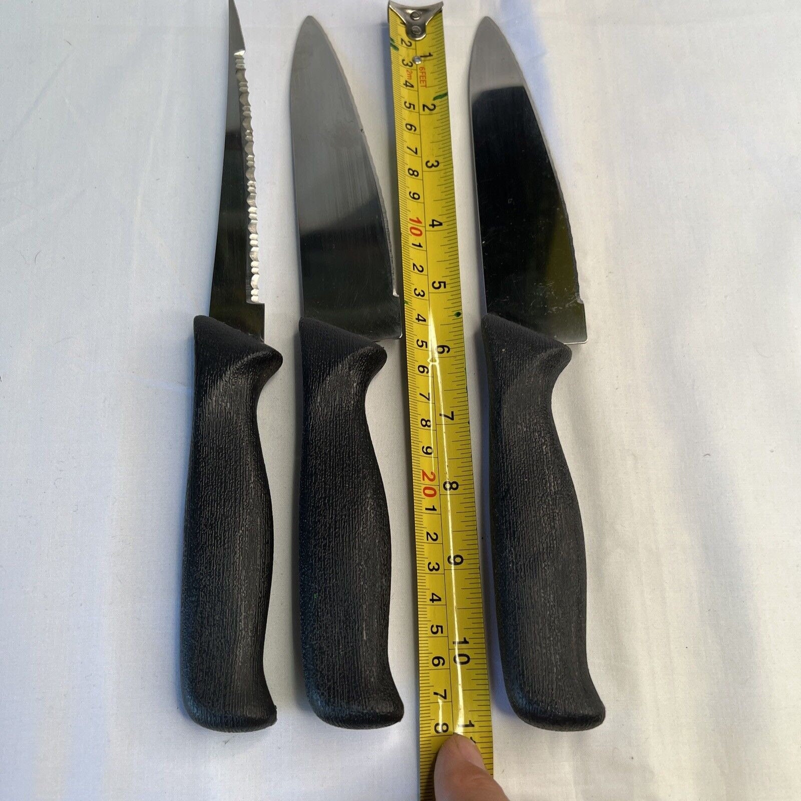 Lot Of 3 Ginsu Knives Solid Black Handle