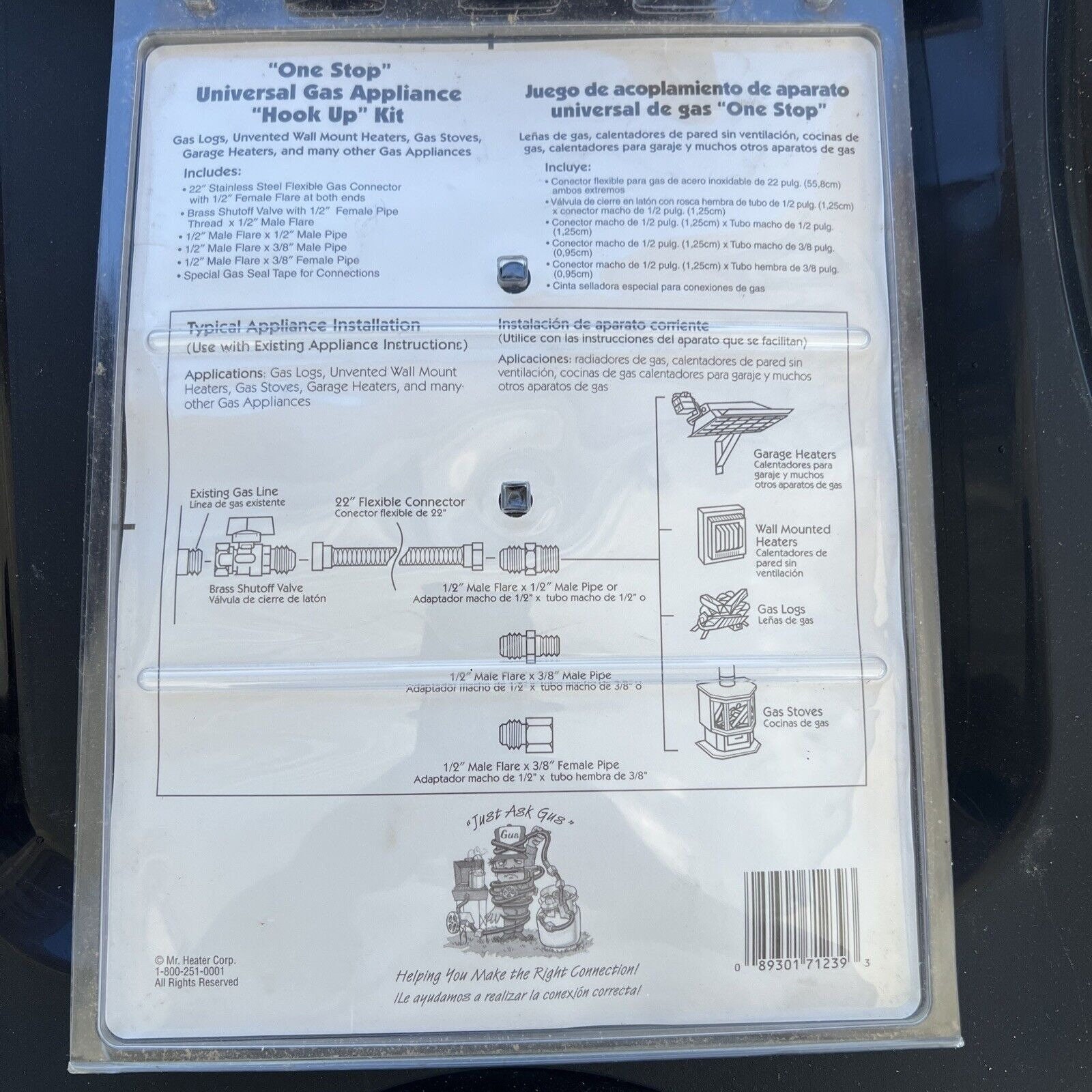 Universal Gas Appliance Hook-Up Kit - 6-Piece Silver Installation Set For Heaters & Dryers