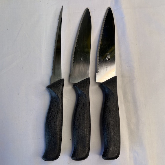 Ginsu Chef Trimmer Knife Knives W Black Handles Lot of 3 