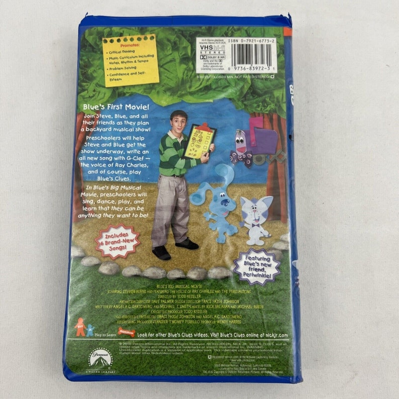 Blue's Clues Blue's Big Musical Movie Vhs Blue's Clues - Blue's Big Musical Movie (VHS, 2000) Clamshell Case Nick
