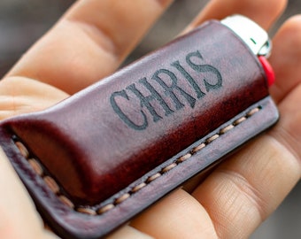 Custom engraved for you - lighter cover for BIC, Lighter Sleeve, Leather Lighter, Case made to fit BIC, Cover for BIC lighter, Lighter Case