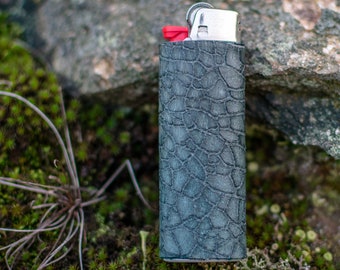 Denim Farbe Lederhülle für BIC Feuerzeug, Feuerzeug-Beutel, Feuerzeug aus Leder, Feuerzeughülle passend für BIC, Feuerzeughülle für BIC, Feuerzeughülle