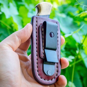 Fodero in pelle con clip da cintura per coltello da caccia pieghevole Buck 110, custodia per coltello pieghevole, custodia in pelle per coltello tascabile, custodia Buck