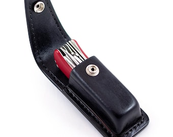 Handmade Black Leather Case for Victorinox Work Champ with Belt Loop