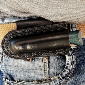Fodero in pelle per trasporto orizzontale per Opinel con passante per cintura, custodia per coltello pieghevole, custodia in pelle per coltello tascabile, fodero in pelle personalizzato, coltello edc