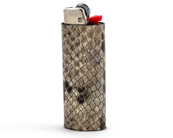 Funda de cuero para encendedor con diseño de piel de serpiente, compatible con BIC, funda para encendedor, bolsa para encendedor, funda para encendedor, estuche para encendedor, estuche de cuero para encendedor