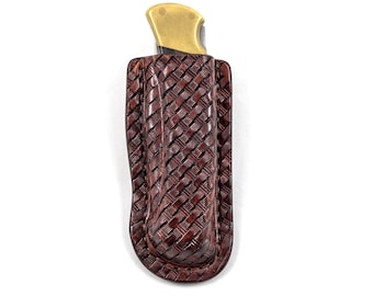 Tooled Leather Sheath for Buck 110 Knife with Belt Loop