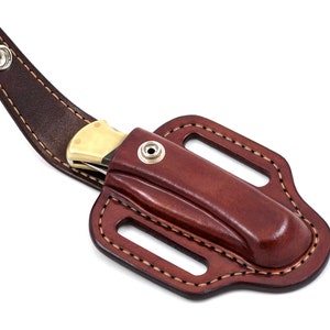 Fodero per pancake chiuso per cacciatore pieghevole Buck 110, custodia per coltello personalizzata, fondina per coltello Buck, coltello per uso quotidiano, fodero fatto a mano