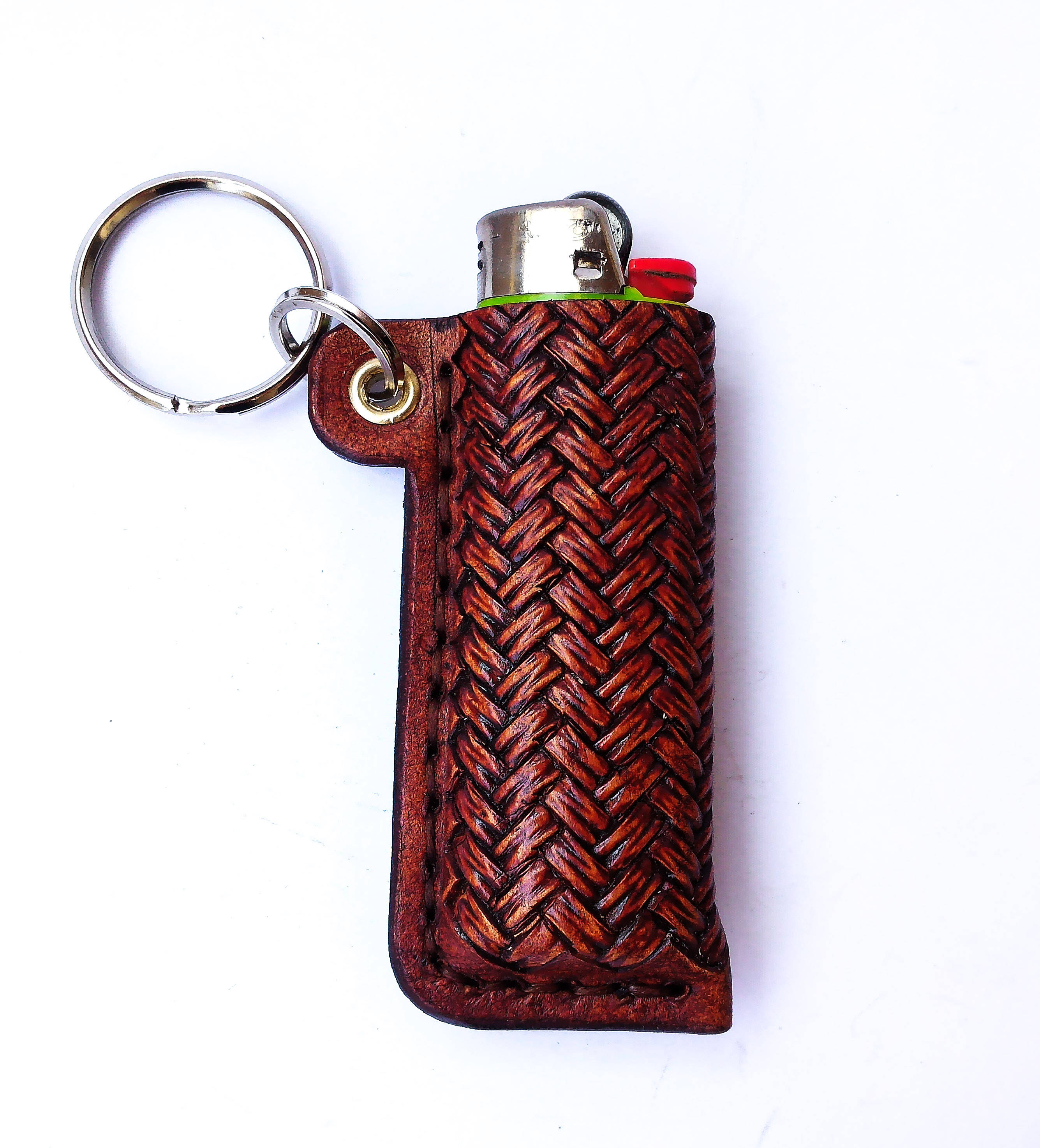 Yohji Yamamoto レザー bicライターケース BICライター用3D刻印レザーキーリング、BICライターにフィットする