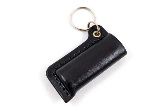 Lighter Cover With Keyring Made for BIC Lighters, Leather