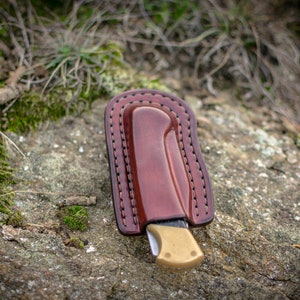 Double stitched horizontal sheath for Buck 112 Ranger, Buck custom leather sheath, pocket knife leather case, EDC knife image 10