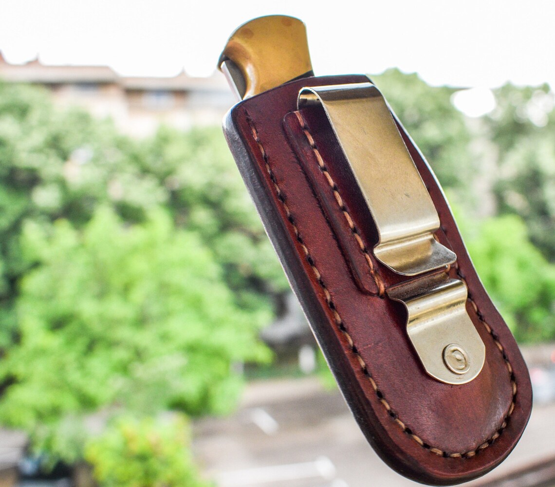 Belt clip leather sheath for Buck 110 folding hunter folding Etsy