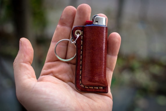 Lighter Pouch, Lighter Sleeve, Leather Lighter Keyring, Lighter Case for BIC,  Lighter Cover Made to Fit on BIC, Lighter Case Keyring