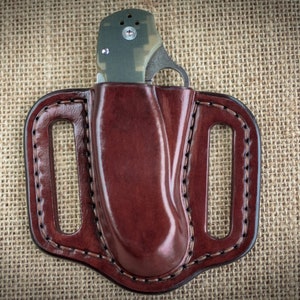 Fodero pancake personalizzato realizzato per adattarsi a Spyderco Para 3, fodero a frizione con passante per cintura, custodia per coltello pieghevole, custodia in pelle per coltello tascabile