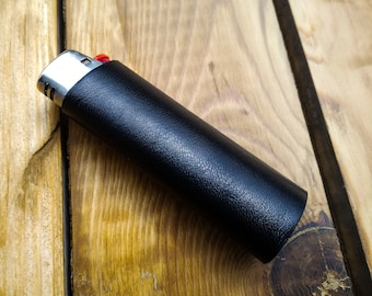 Funda de cuero negra para encendedor BIC, funda para encendedor, encendedor de cuero, estuche diseñado para encendedor BIC, cubierta para encendedor, estuche para encendedor