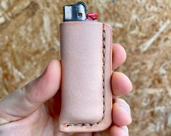 Lighter case made to fit BiC in natural leater , Lighter Sleeve, Lighter cover that fits on BIC, Leather lighter