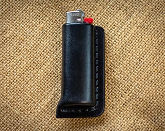Diseñado para adaptarse a BIC: estuche negro para encendedores, funda para encendedores, cubierta para encendedores que se adapta a BIC, estuche para encendedores, encendedores de cuero